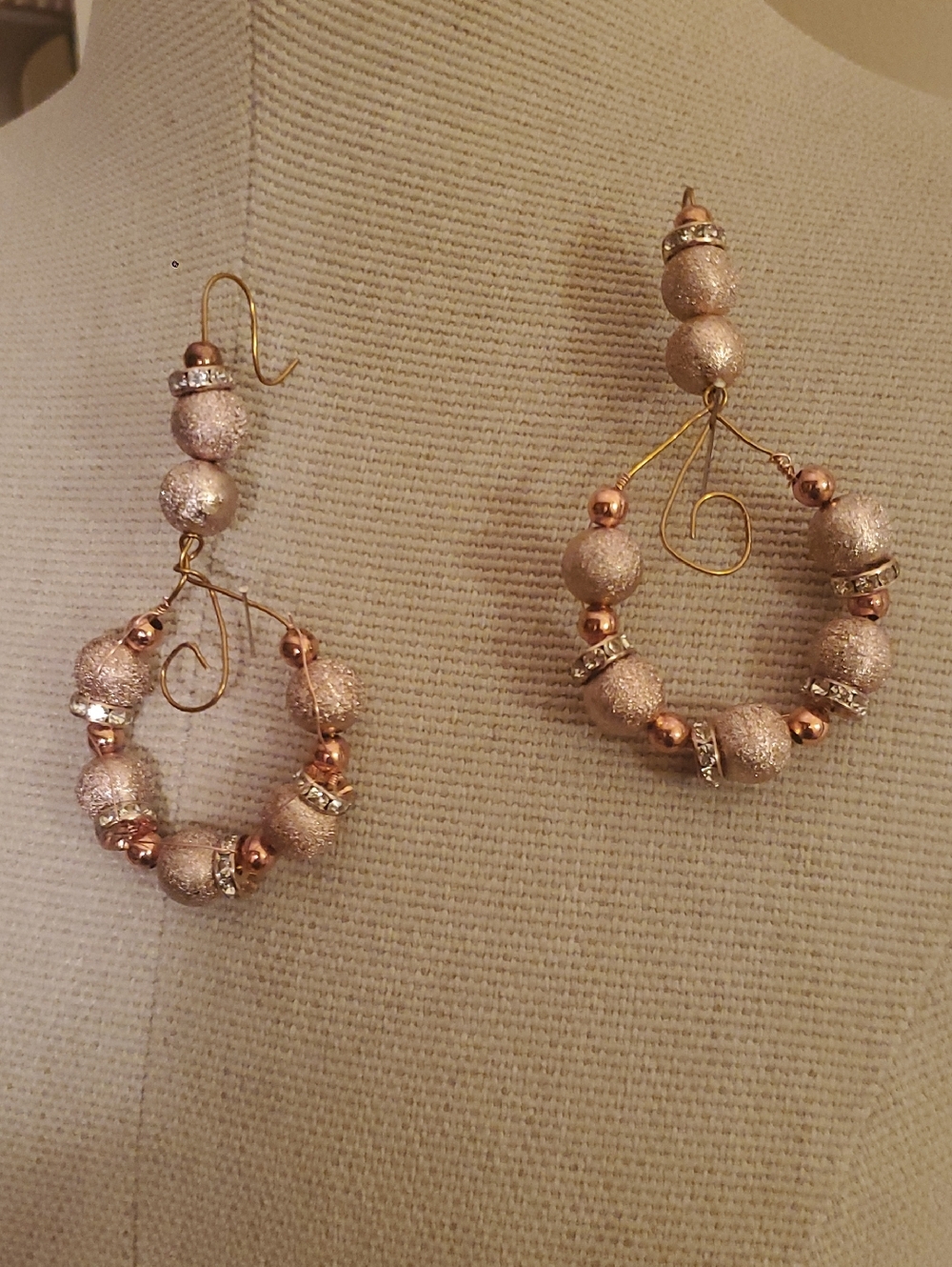 Elegant Rose Gold Beaded Hoop Earrings by